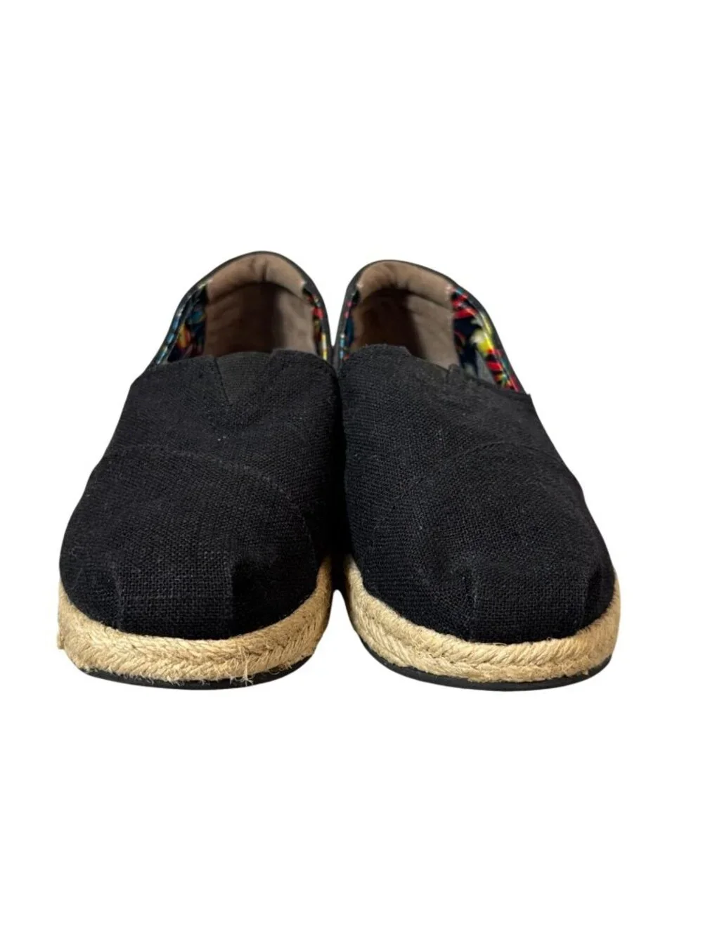 BOBS by Skechers Black Canvas Espadrille Slip-On Shoes Size 8